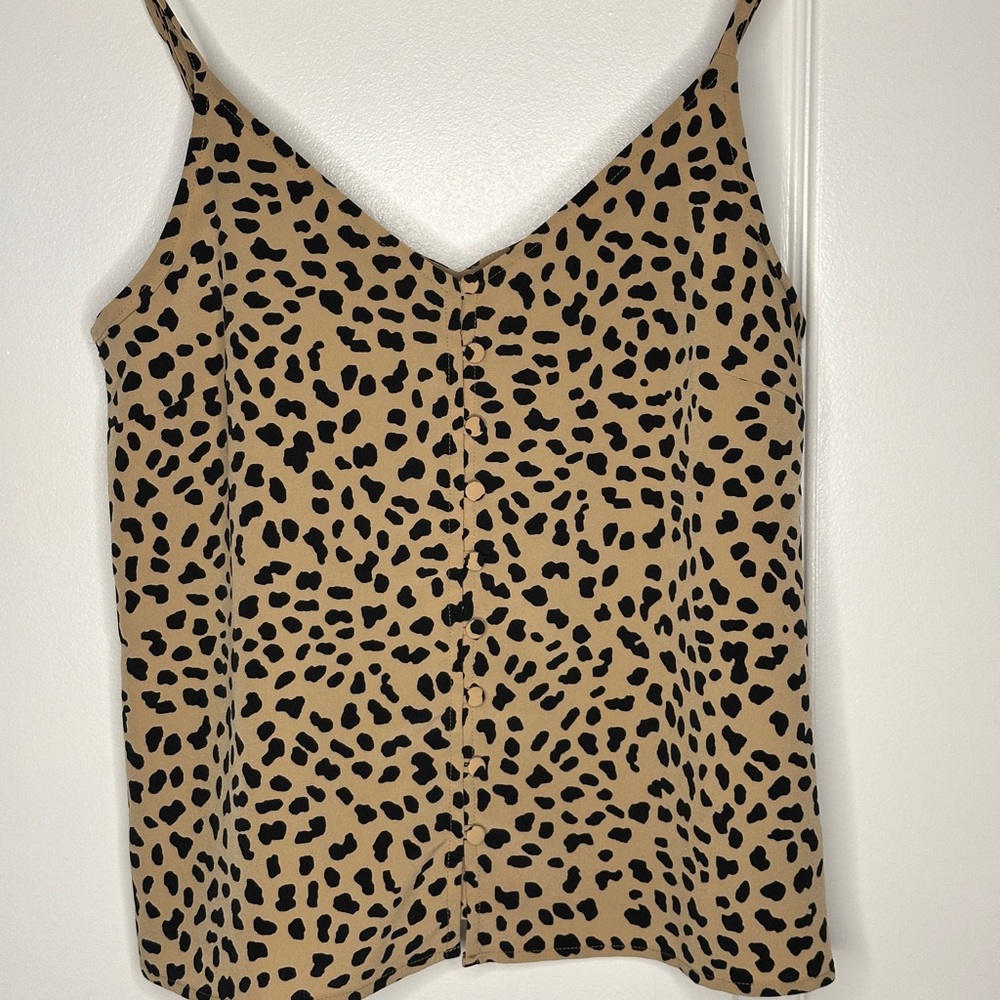 Sanctuary Animal Dot Inspired Print Nude Cream Adjustable Tank Top Small Cami